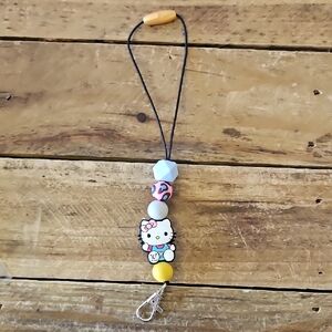 Hello Kitty Beaded Charm Keychain - Yellow and Pink